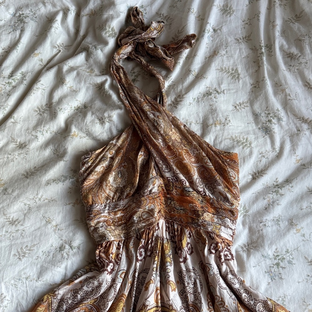 Orange handkerchief hemline midi halter neck dress size 2 in great condition - Picture 3 of 9